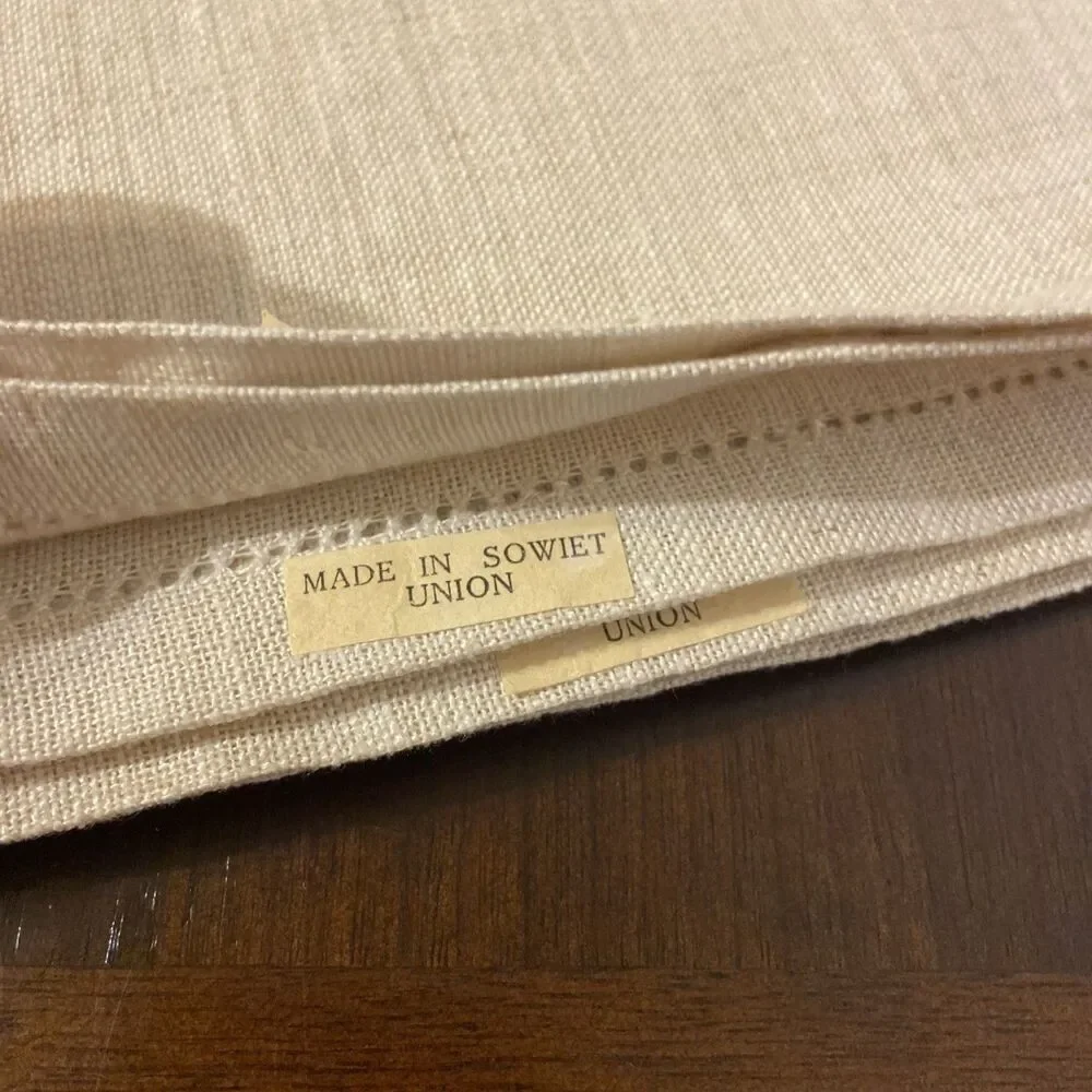 Vtg Soviet Union Linen Napkins NOS NWT USSR Hand Made Cross Stitch Embroidered